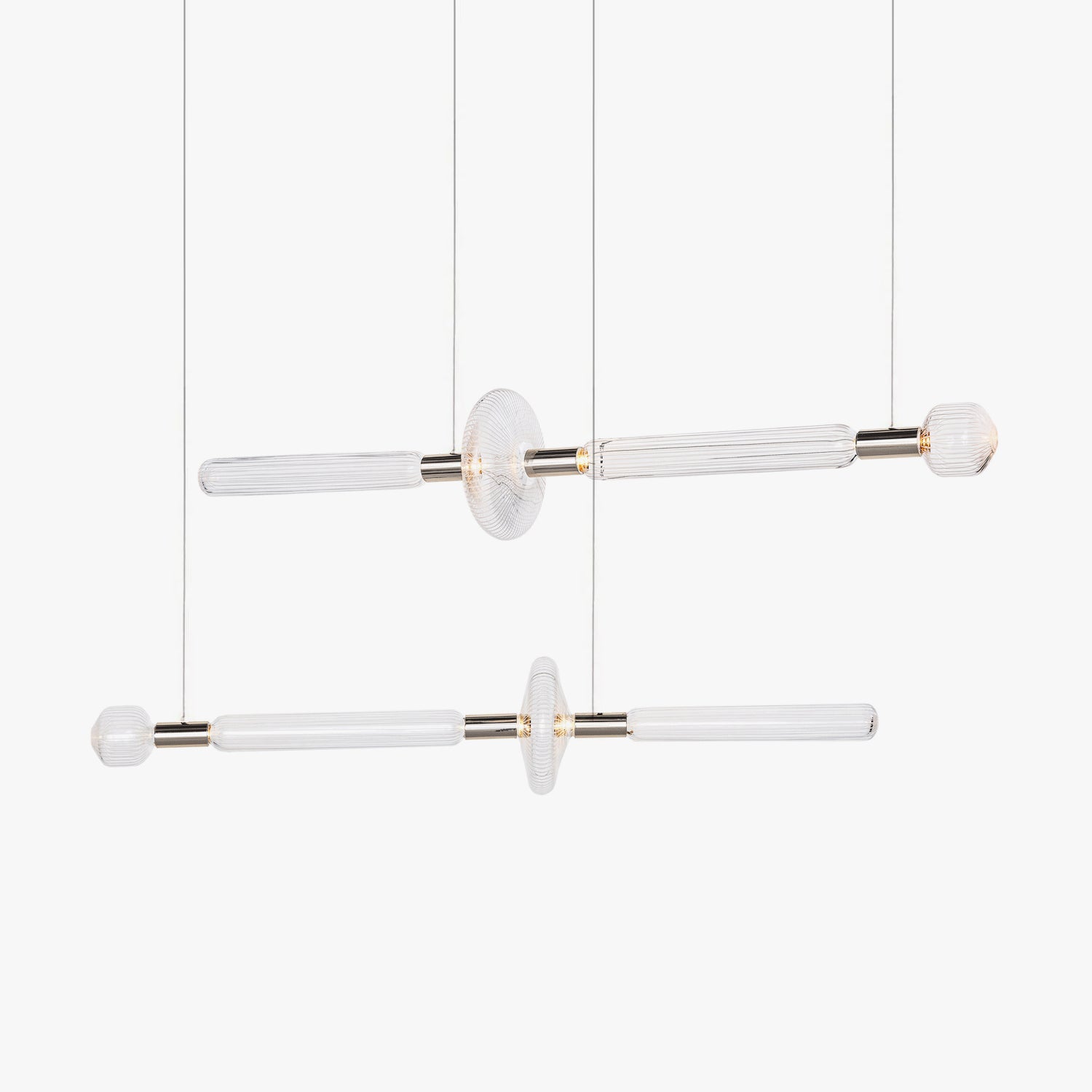 Astraelle Tubular Pendant Light With Hand Blown Crystal Cylinders