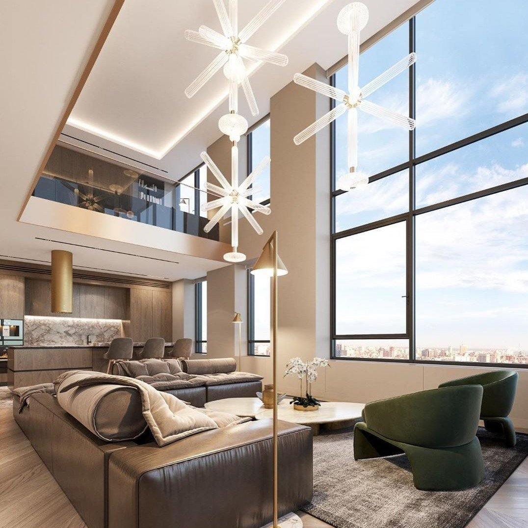 Astraelle Tubular Pendant Light With Hand Blown Crystal Cylinders