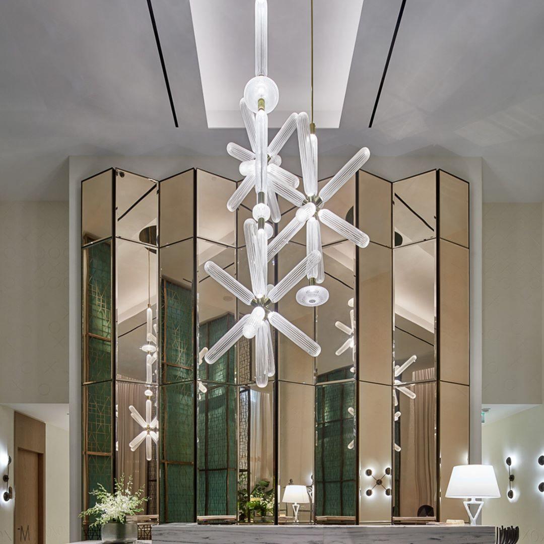 Astraelle Tubular Pendant Light With Hand Blown Crystal Cylinders