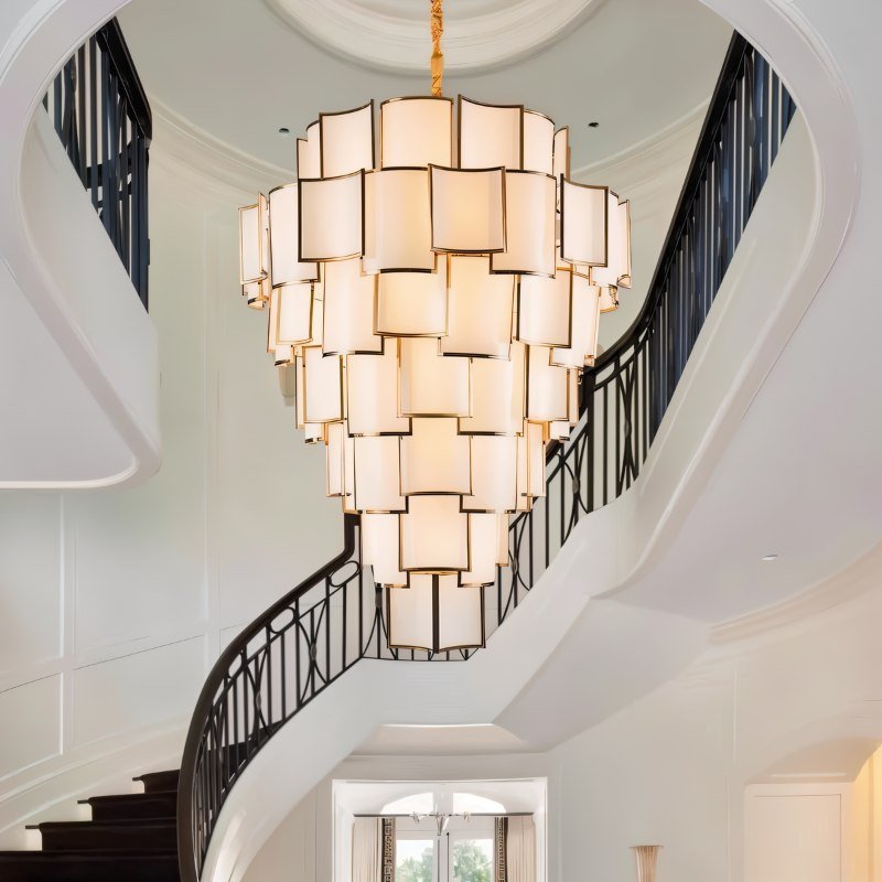 Elara Glass Chandelier With Frosted Glass Panels And Iron Frame