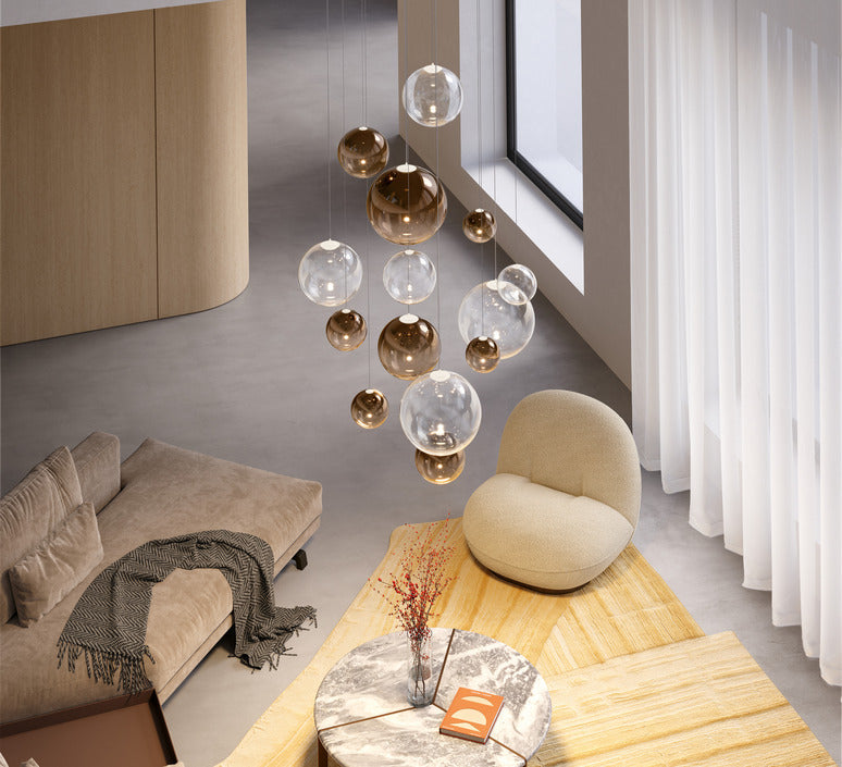 AuroraSphere Cluster LED Pendant Light With Handcrafted Glass Orbs