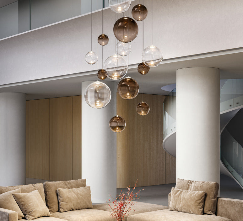 AuroraSphere Cluster LED Pendant Light With Handcrafted Glass Orbs