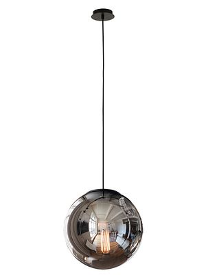 Aurelio Glass Globe Pendant Light With Smoke Glass And Matte Black Accents