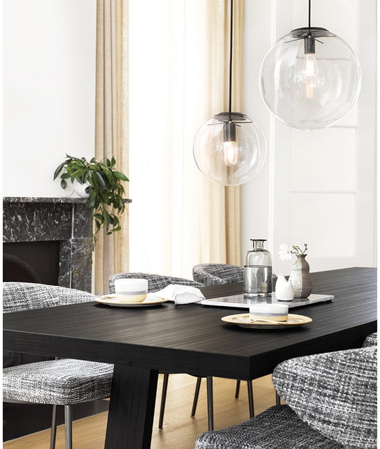 Aurelio Glass Globe Pendant Light With Smoke Glass And Matte Black Accents