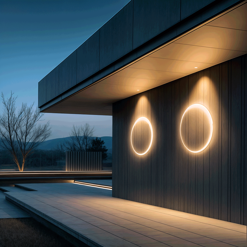 Astraeon Eclipse Outdoor Wall Light Modern Circular Exterior Fixture
