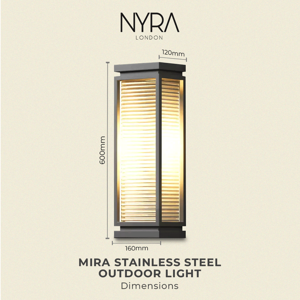 Aureli Outdoor Wall Light in Stainless Steel with Diffuser