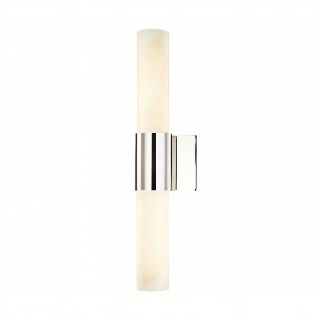 Liora Copper Frame Alabaster Wall Sconce With Marble Detail And Warm Light
