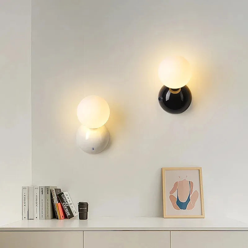Aurea Wall Sconce In Cream Finish With Frosted Glass Ball Shade