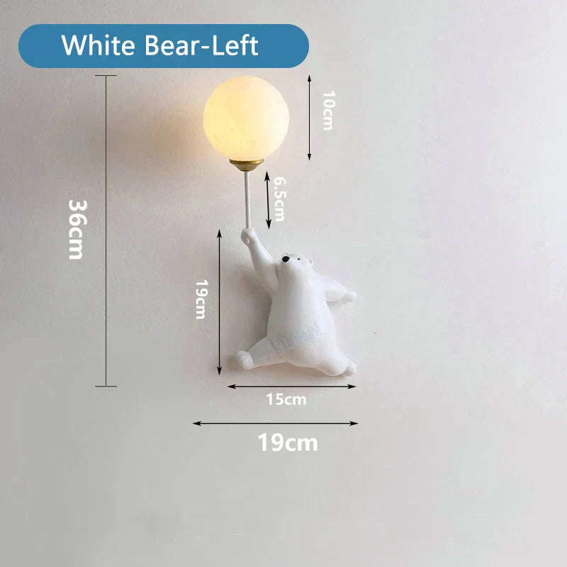 Frostglide Aurora Bear Wall Lamp With Moon Shade For Kids Room