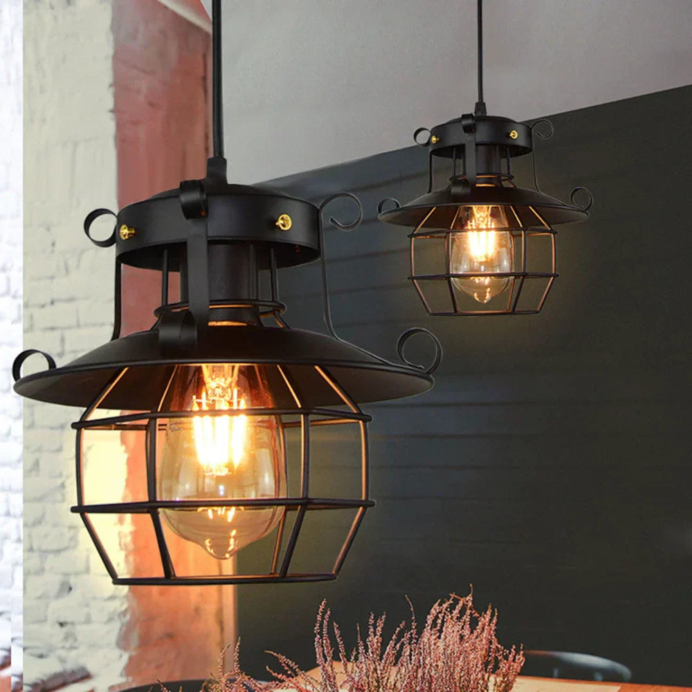 Arden Vintage Iron Cage Bar and Cafe Light Pendant Fixture