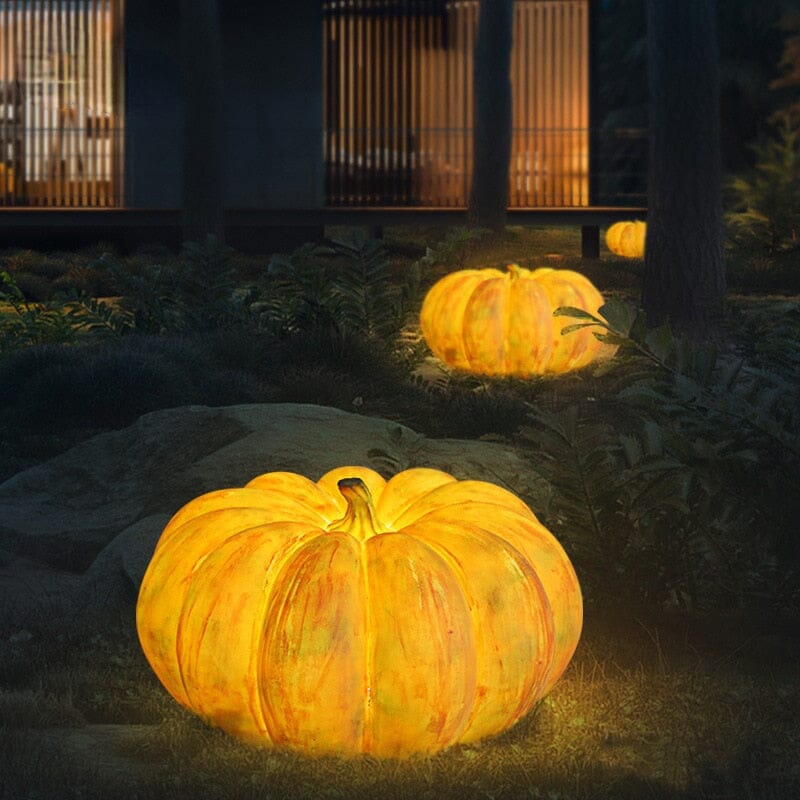 HarvestGlow Pumpkin Outdoor Resin Lantern With Leather Handle
