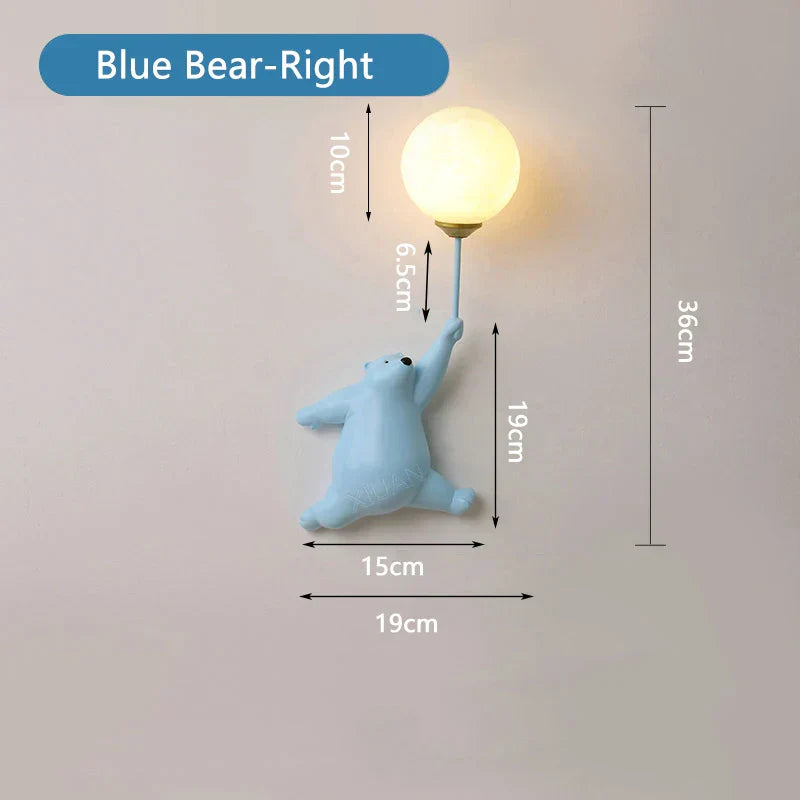 Frostglide Aurora Bear Wall Lamp With Moon Shade For Kids Room