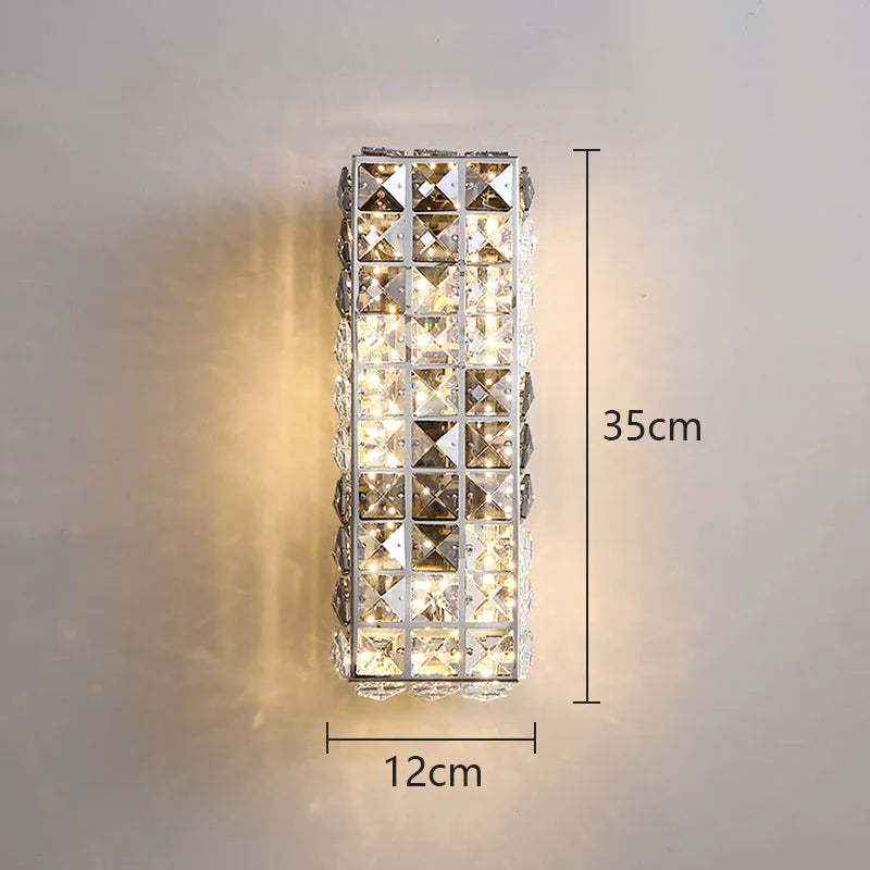 Lunara Crystal Wall Light | Modern Stainless Steel Glow