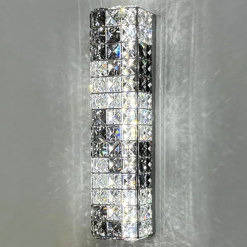 Lunara Crystal Wall Light | Modern Stainless Steel Glow