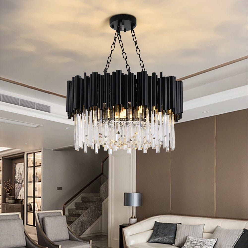 LustreNova Crystal Chandelier Collection in Matte Black Finish