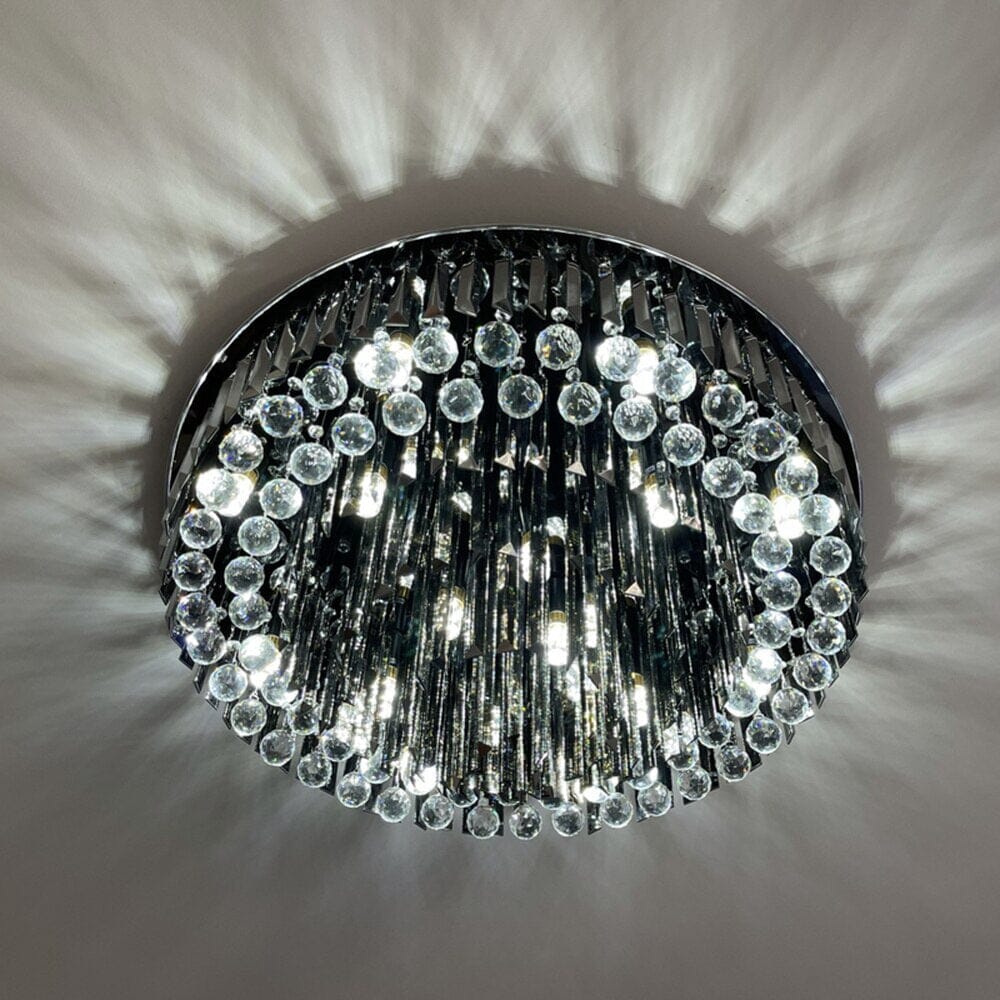 Liora Noir Crystal Chandelier Round Stainless Steel Pendant Light