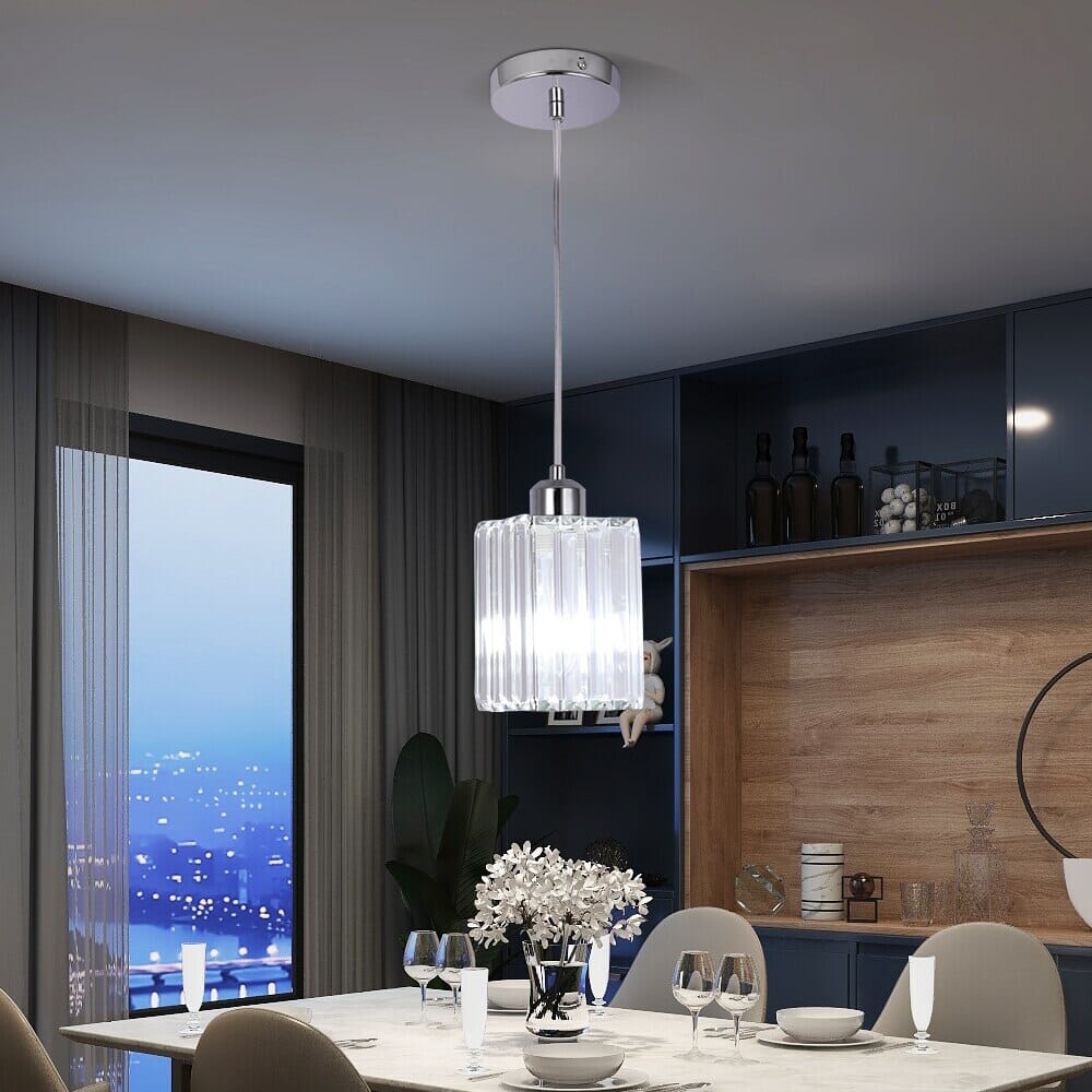 Liora Contemporary Crystal Glass Pendant Light For Living Rooms