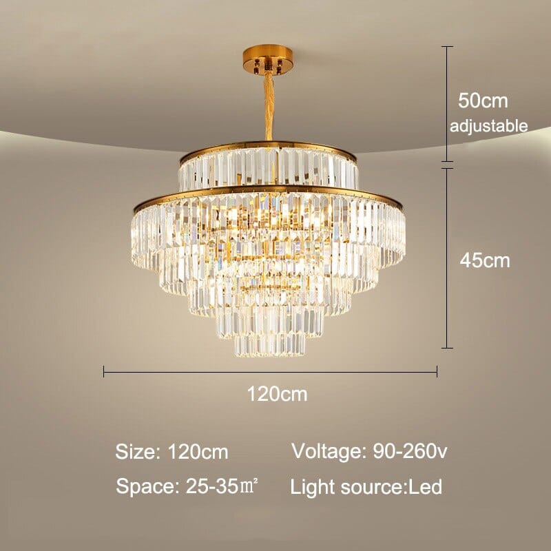 Aurelia Crystal Chandelier With Three-Tier Crystals In Matte Gold Finish