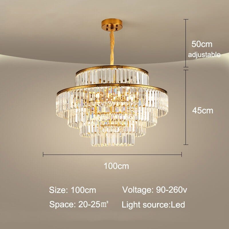 Aurelia Crystal Chandelier With Three-Tier Crystals In Matte Gold Finish