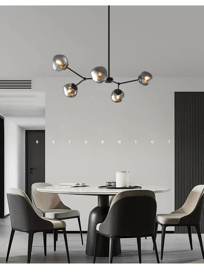 Vellara | Sleek Lava Glass Chandelier