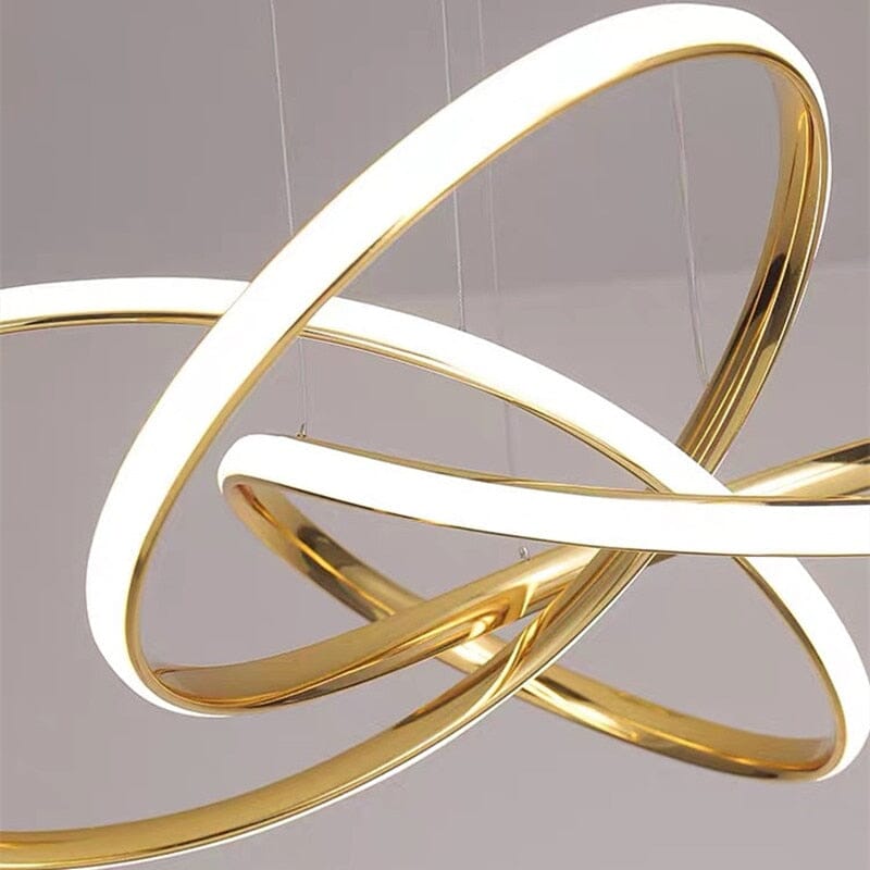 Aurelia Swirl Nordic Chandelier In Warm Gold With Dimmable LED Lighting