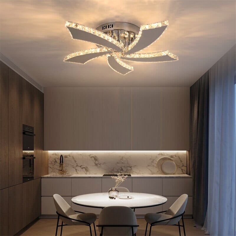 Kirnova Three Ring Crystal Ceiling Light With Clear Crystals