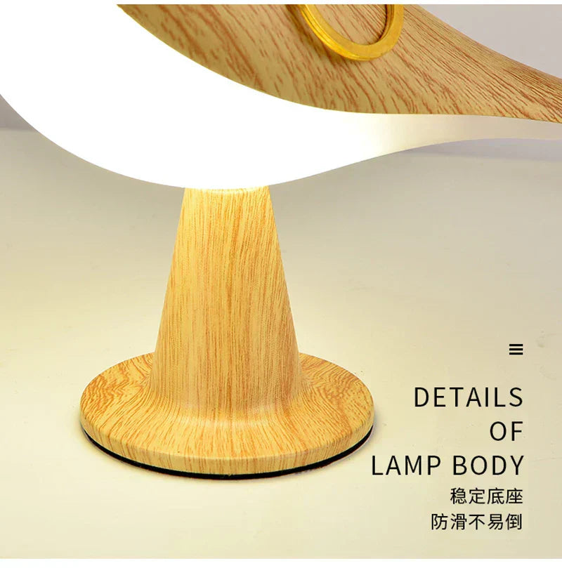 Colorful Bird-Themed Wooden Table Lamp With Warm LED Glow