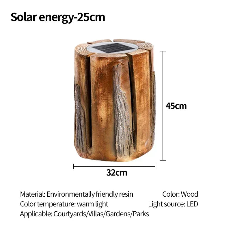ForestGlow Outdoor Wood Stump Lamp Handcrafted From Reclaimed Logs