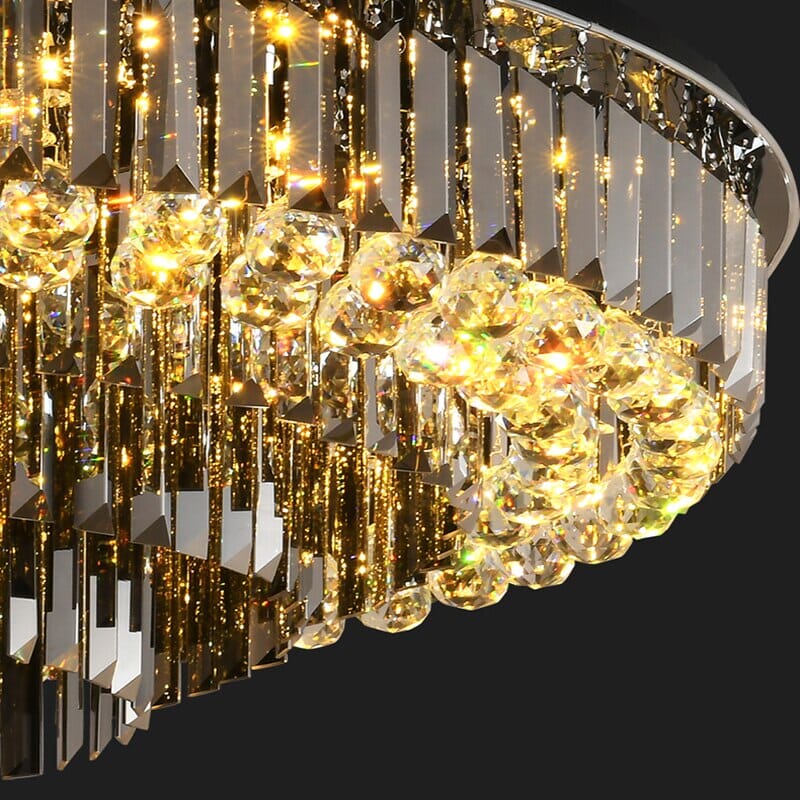 Liora Noir Crystal Chandelier Round Stainless Steel Pendant Light