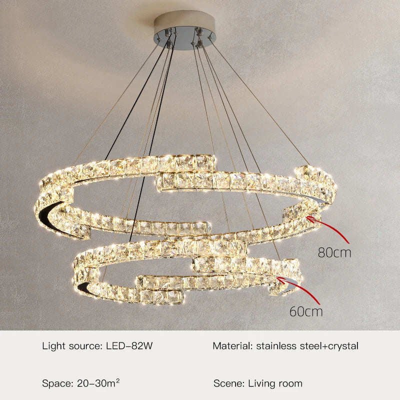 Aurelia Crystal Pendant Light In Stainless Steel With Warm Gold Finish
