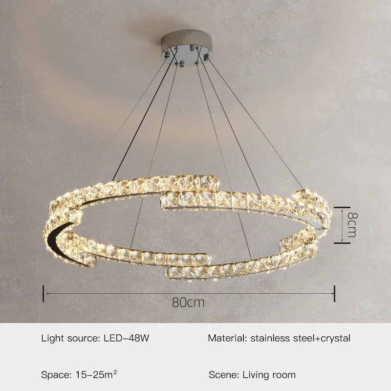 Aurelia Crystal Pendant Light In Stainless Steel With Warm Gold Finish