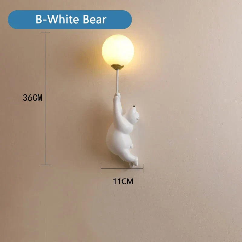 Frostglide Aurora Bear Wall Lamp With Moon Shade For Kids Room