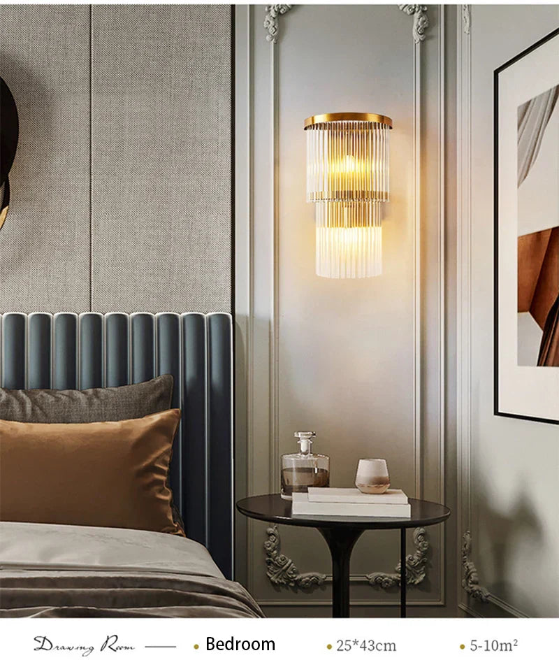 Elara Cascade Crystal Wall Lamps With Crystal Cut Details