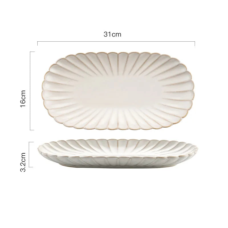 Azura Retro White Ceramic Plates