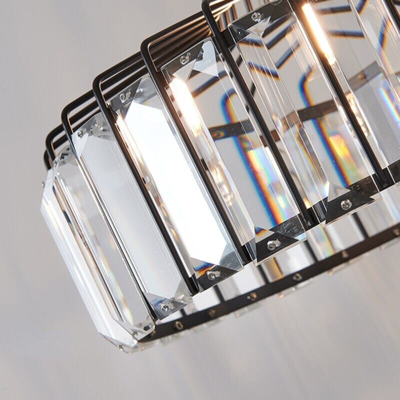 Lyra Crystal Pendant Light With Iron Fixture And Prismatic Glow