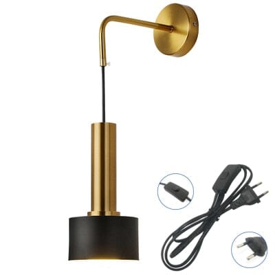 AuricNoir Modern Black and Gold Wall Sconce With LED Lighting