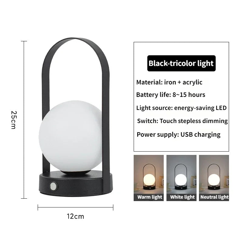 Auria Portable Wireless Dimmable Table Lamp for Home and Travel