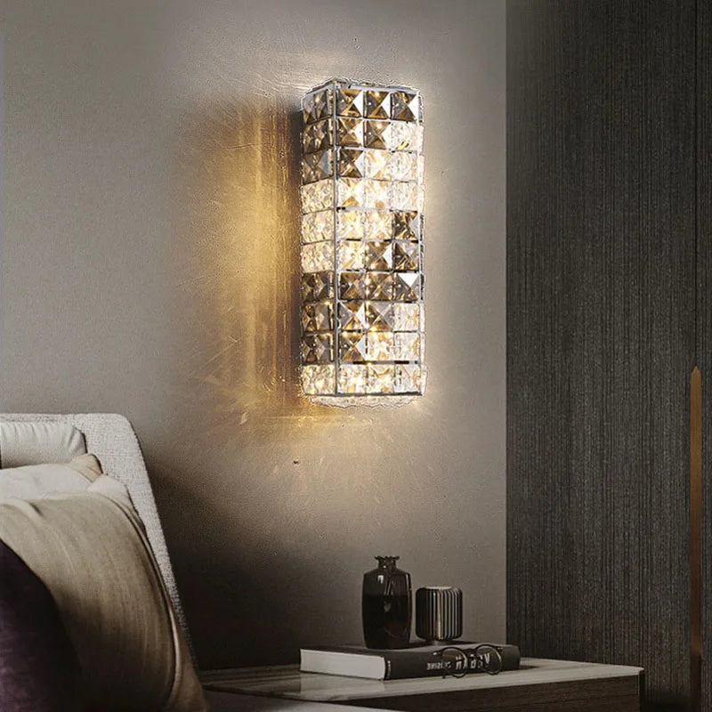 Lunara Crystal Wall Light | Modern Stainless Steel Glow