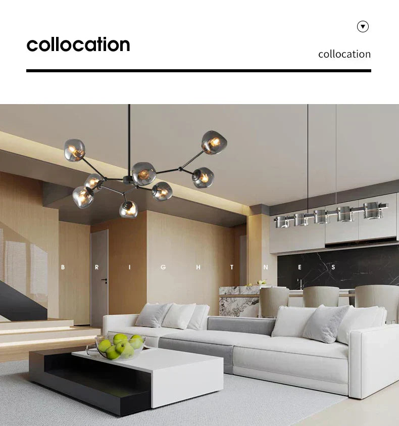 Vellara | Sleek Lava Glass Chandelier