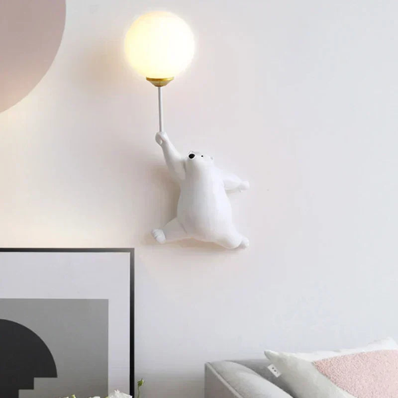 Frostglide Aurora Bear Wall Lamp With Moon Shade For Kids Room