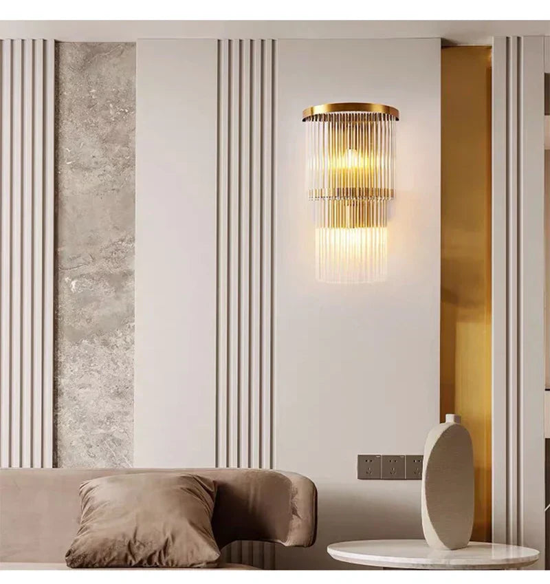 Elara Cascade Crystal Wall Lamps With Crystal Cut Details