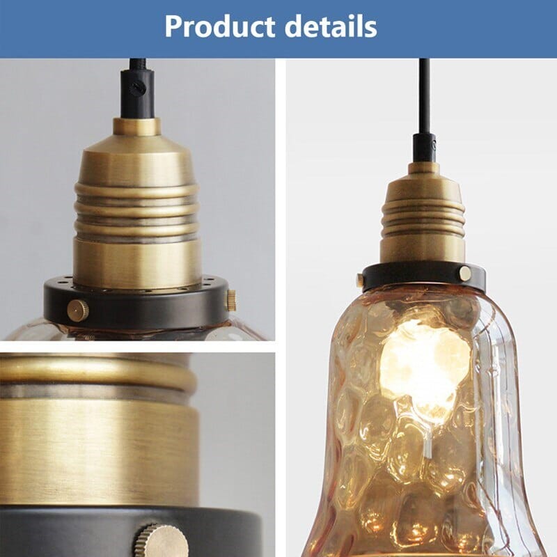 Heritage Amber Glass Pendant Light With Vintage Water Pattern