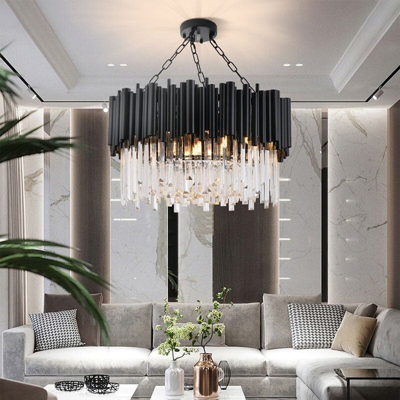 LustreNova Crystal Chandelier Collection in Matte Black Finish