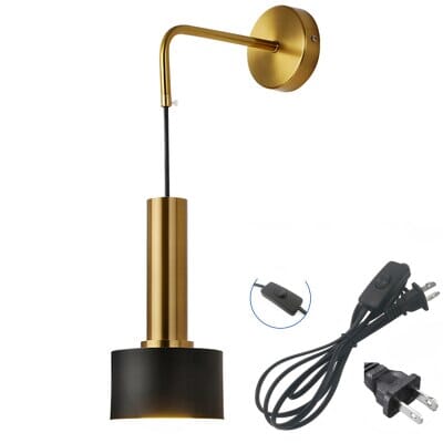 AuricNoir Modern Black and Gold Wall Sconce With LED Lighting