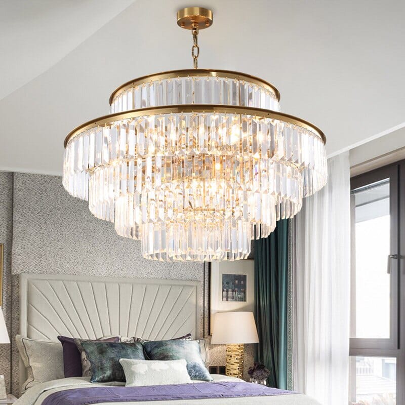 Aurelia Crystal Chandelier With Three-Tier Crystals In Matte Gold Finish