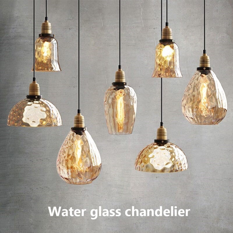 Heritage Amber Glass Pendant Light With Vintage Water Pattern