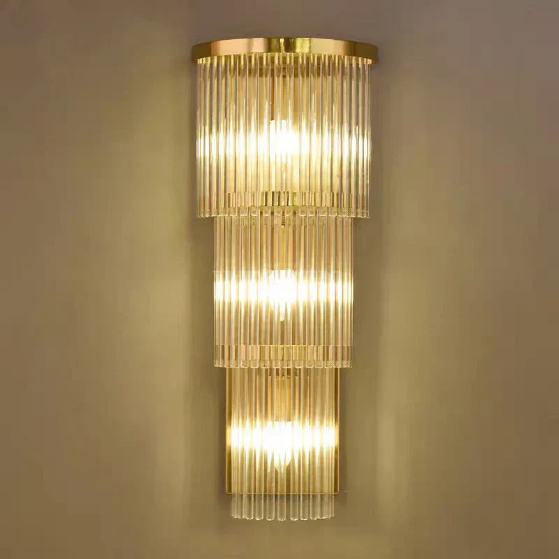 Elara Cascade Crystal Wall Lamps With Crystal Cut Details