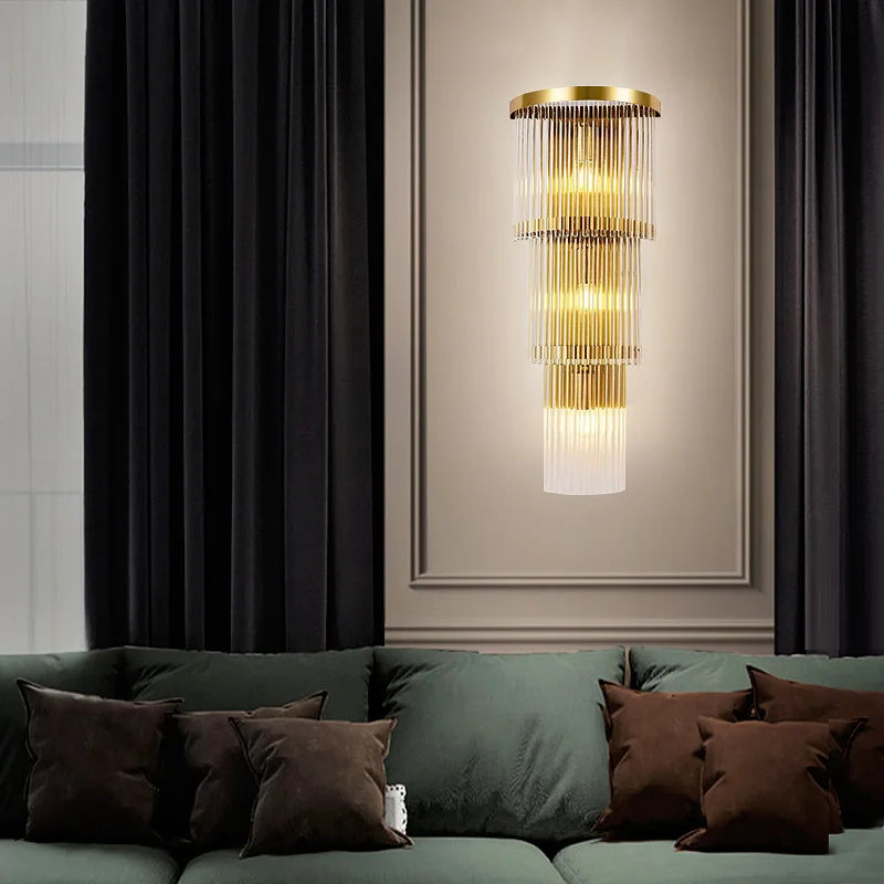Elara Cascade Crystal Wall Lamps With Crystal Cut Details