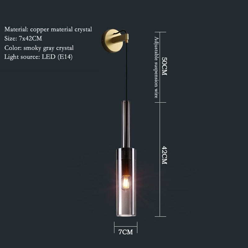 Helion Crystal Glass Nordic Pendant Lights With Copper Accents