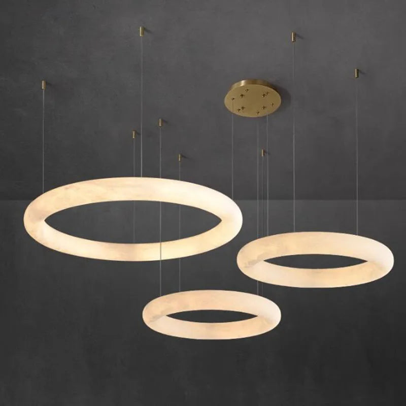 Astrae Marble Stone Pendant Light In Brass And Spanish Marble